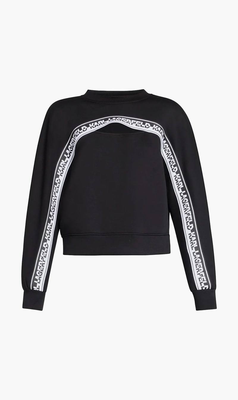 

Karl Lagerfeld Black Logo Tape Sweatshirt for Women | The Deal Outlet