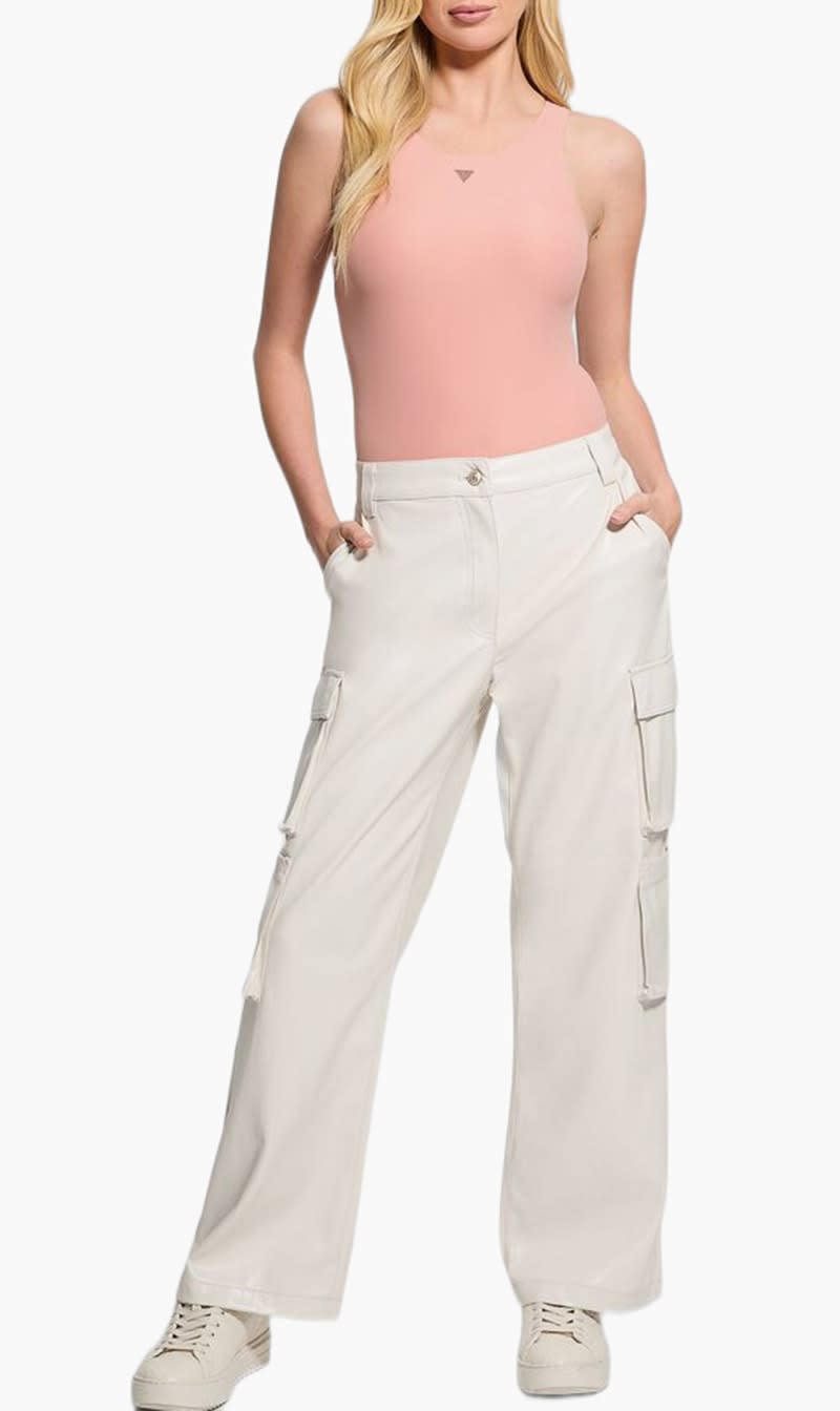 

Guess Grey Kori Faux Leather Cargo Pant for Women | The Deal Outlet