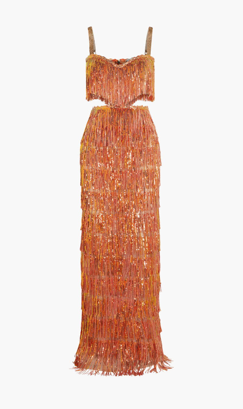 

Bronx And Banco Orange Sequined Pattern Dopiyes Two Piece Set for Women | The Deal Outlet