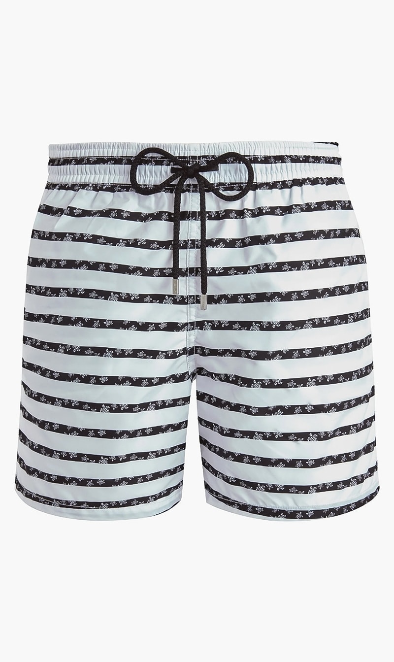 

Vilebrequin White Micro Ronde Des Tortues Rayee Swim Shorts for Men | The Deal Outlet