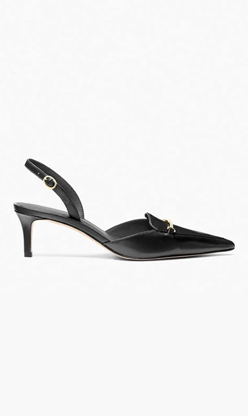 

Michael Kors Black Lena Leather Slingback Pump for Women | The Deal Outlet