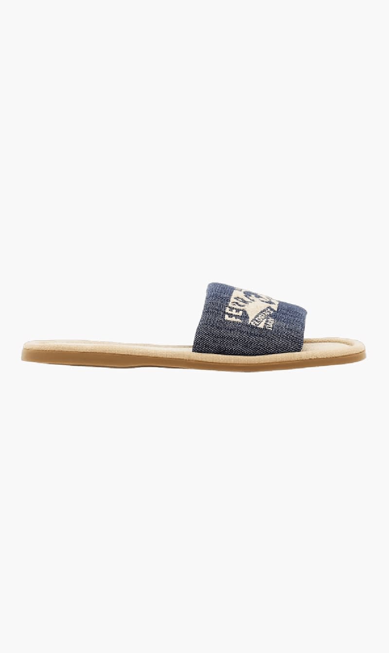 

Salvatore Ferragamo Blue Denim Slides for Women | The Deal Outlet