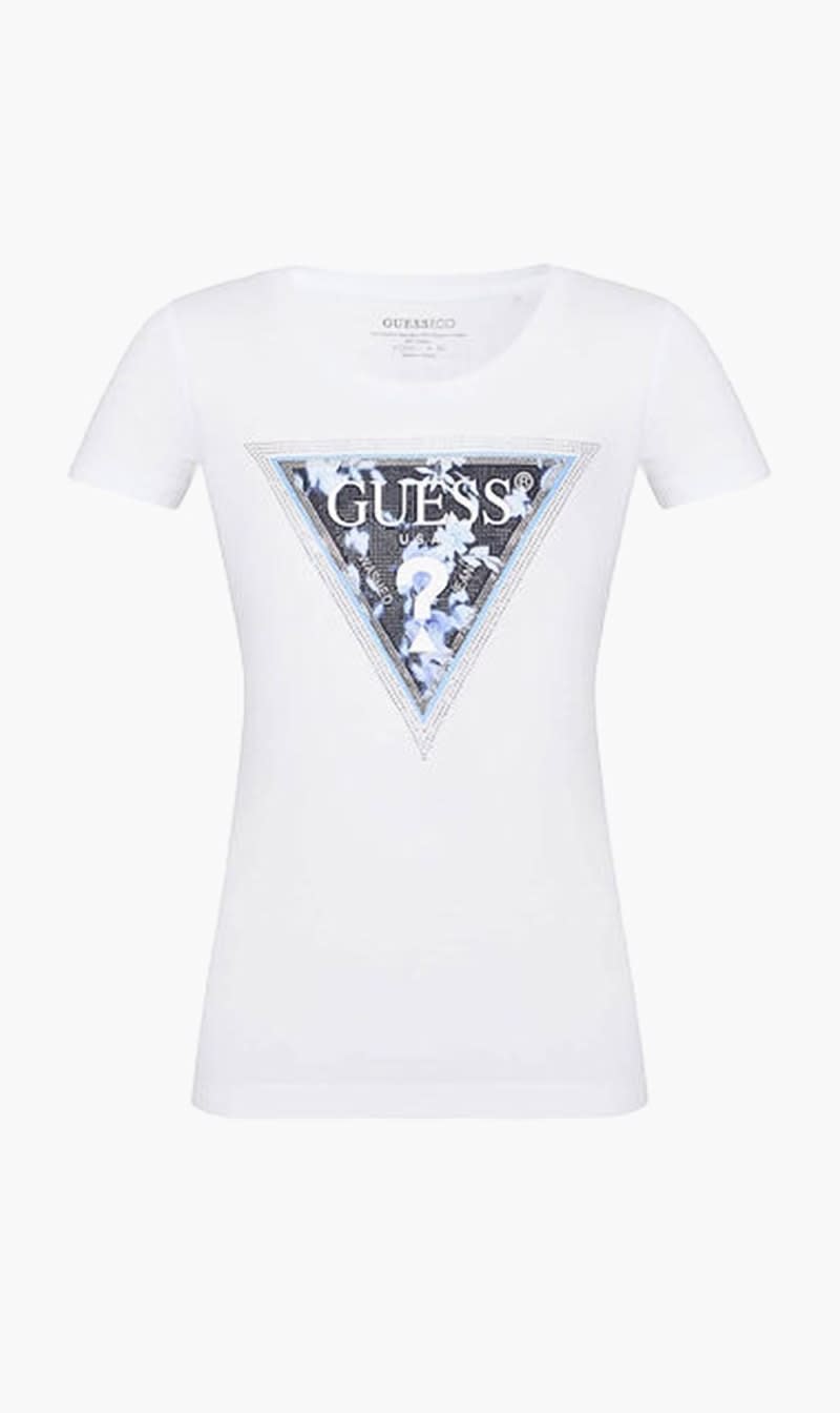 Guess White Triangle Logo T-shirt for Women