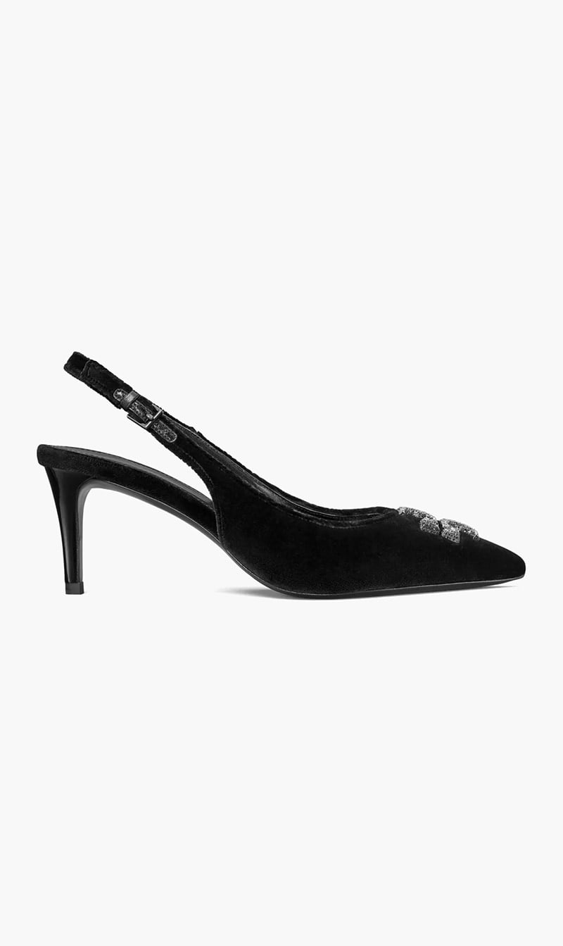 

Tory Burch Black Eleanor Pave Slingback Pumps for Women | The Deal Outlet
