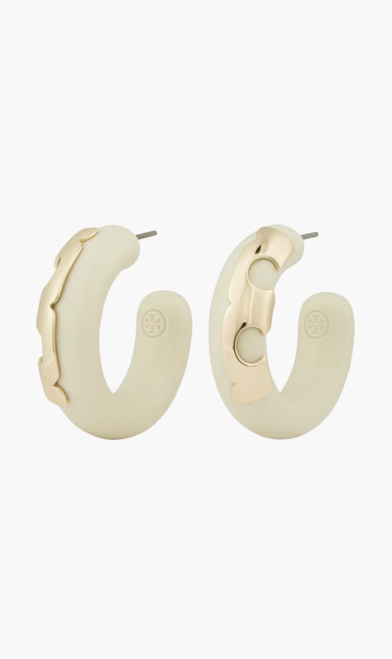 

Tory Burch Gold Resin Hoop Earring for Women | The Deal Outlet