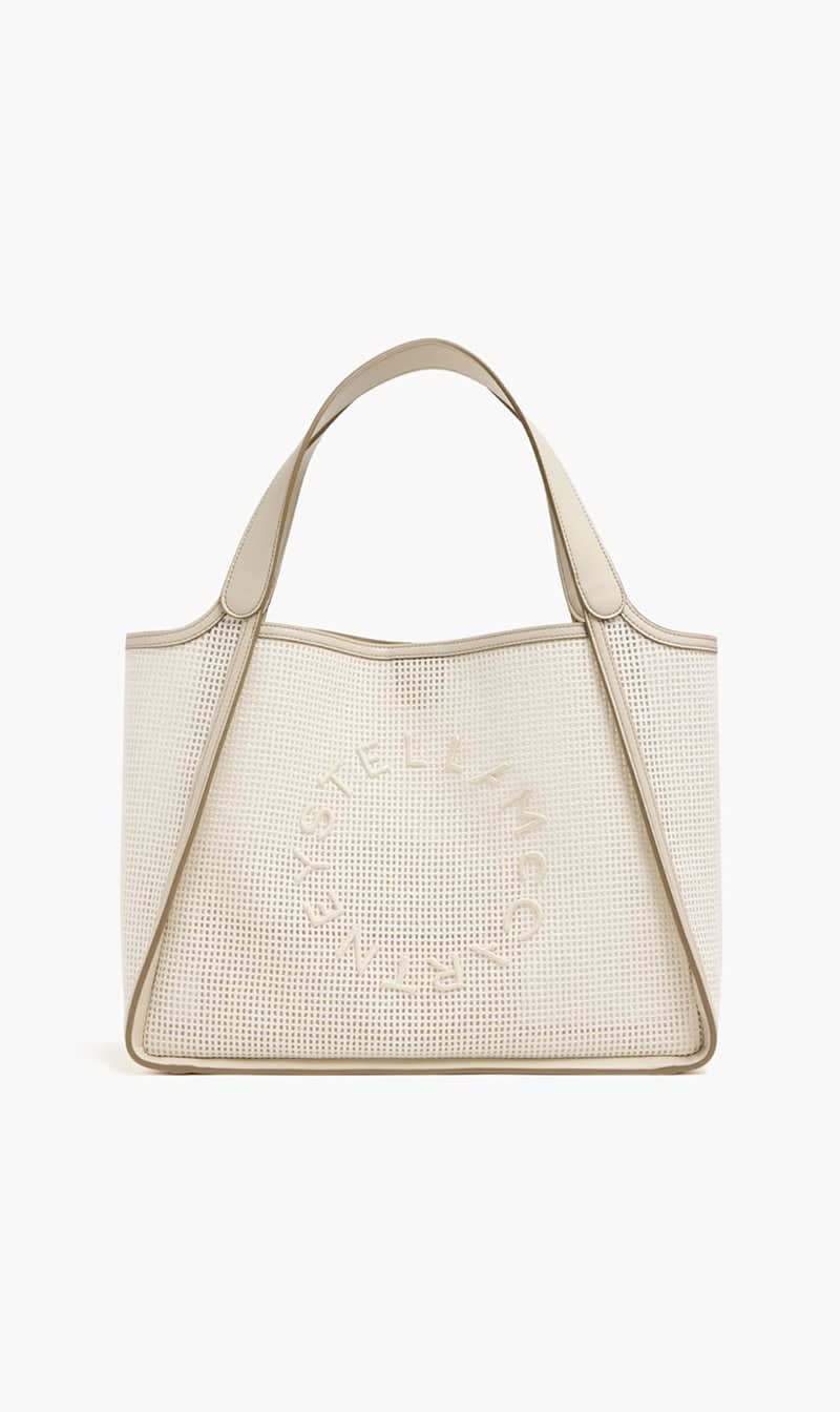 

Stella Mc Cartney White Embroidered Mesh Tote Bag for Women | The Deal Outlet