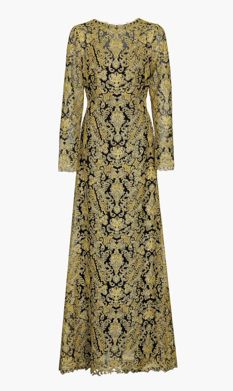 

Tadashi shoji long sleeves corded lace gown | the deal outlet, Yellow