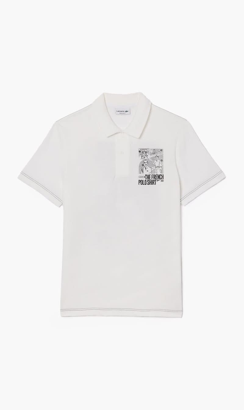 

Lacoste White Short Sleeved Ribbed Collar Shirt for Men | The Deal Outlet