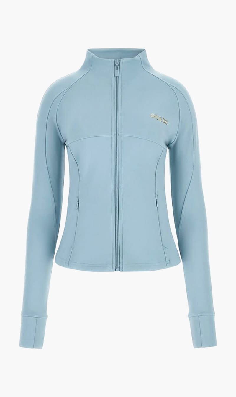 Guess Blue Front Zip Active Top for Women