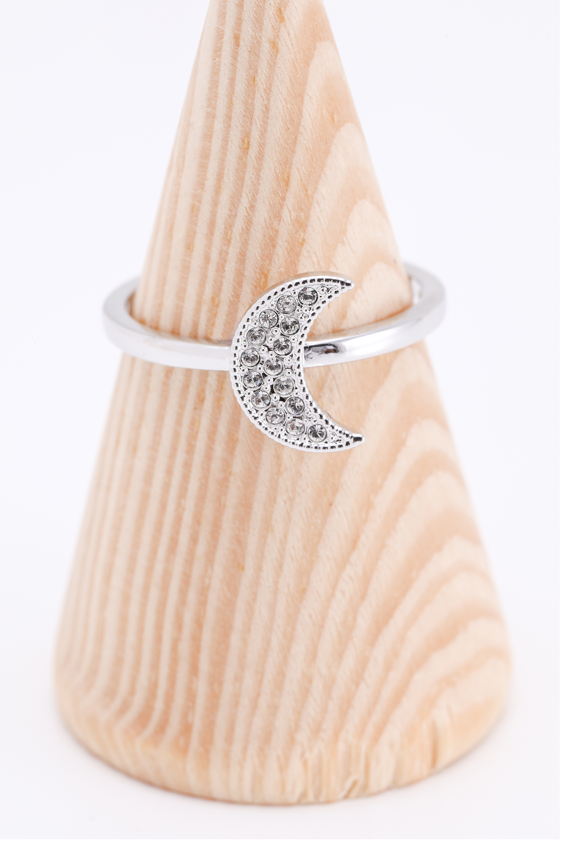 

Swarovski Field Crescent Moon Crystal Silver Ring, 55mm