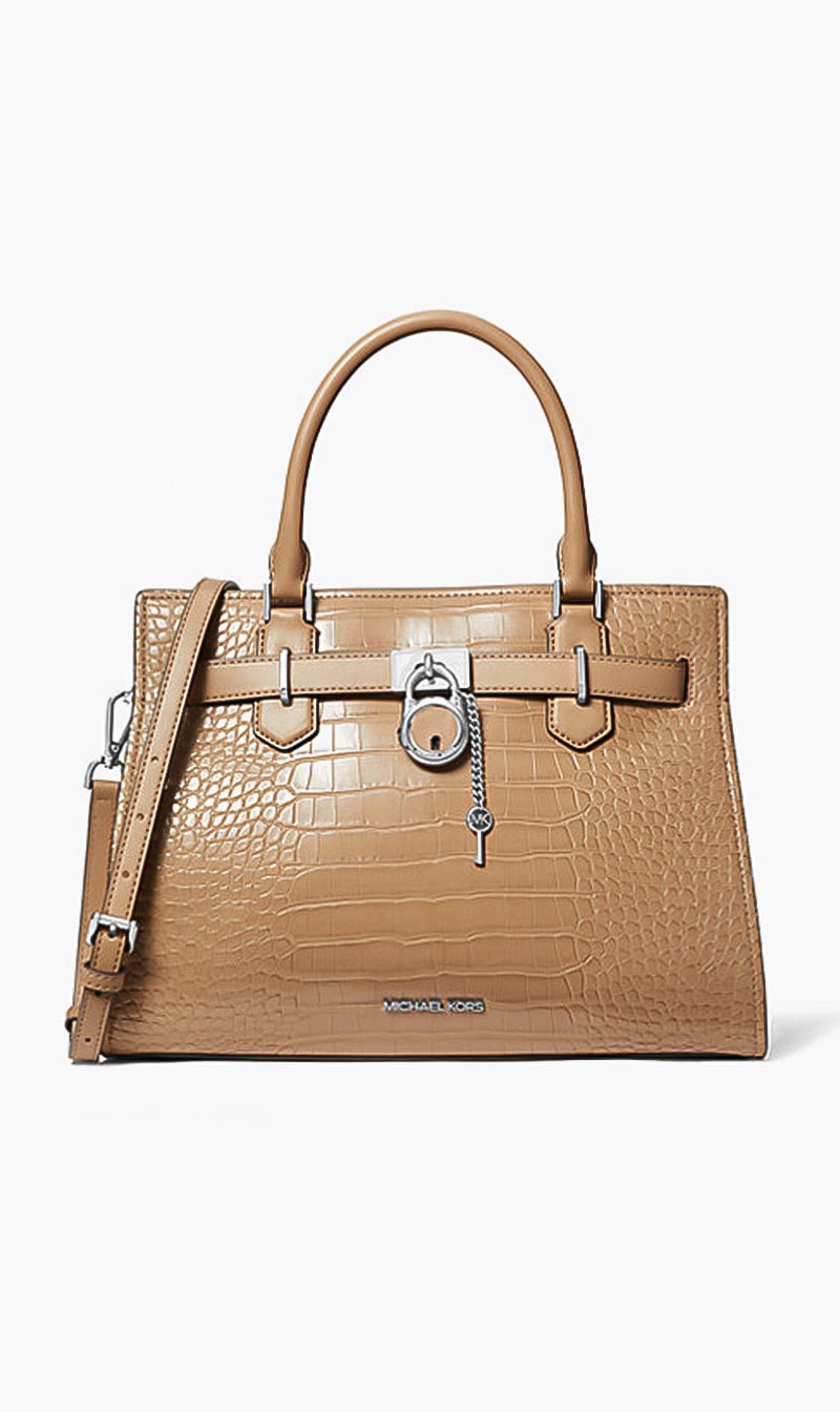 

Textured Leather Tote Bag, Brown