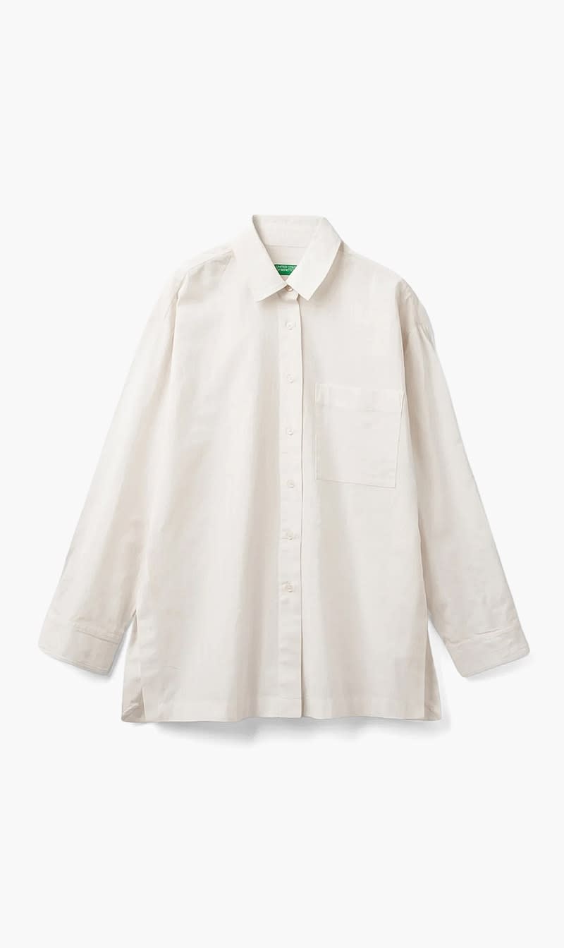 United Colors Of Benetton White Lightweight Overfit Shirt for Women