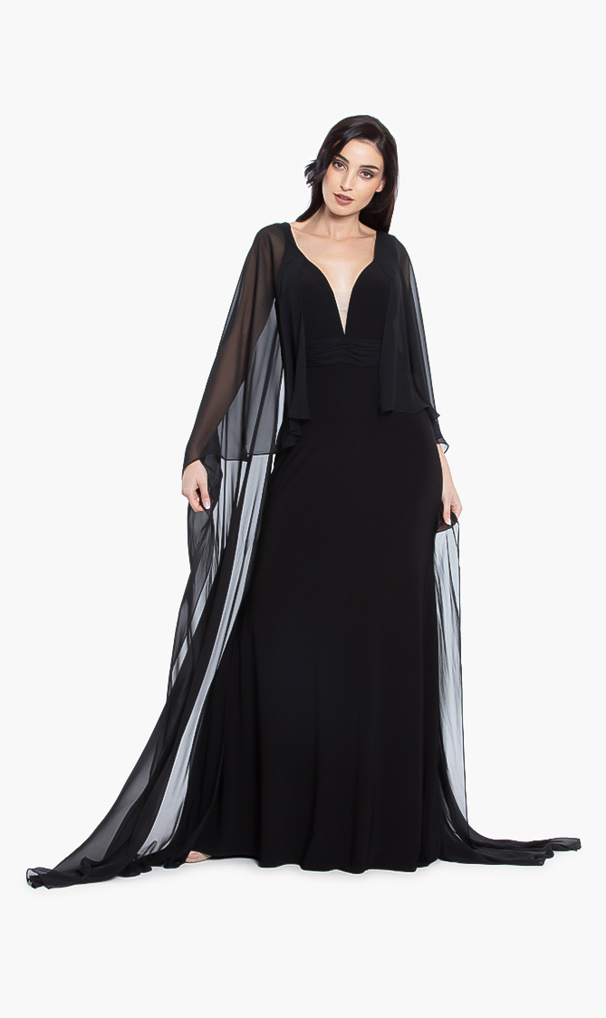 

Basix Black Label Cape Sleeves Long Dress