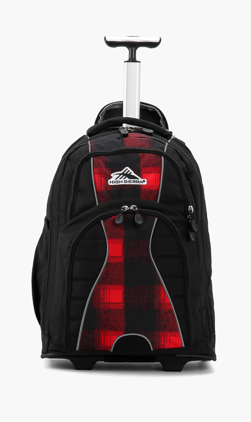 

Plaid Wheeled Backpack, Red