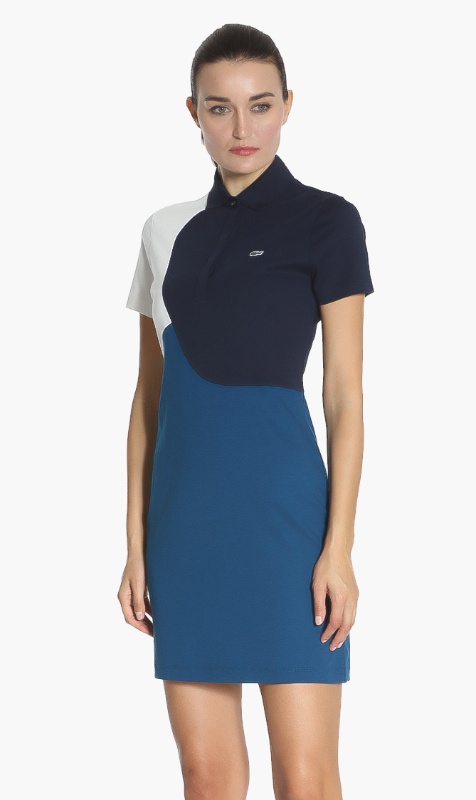 

LACOSTE Colorblock Cotton Polo Dress