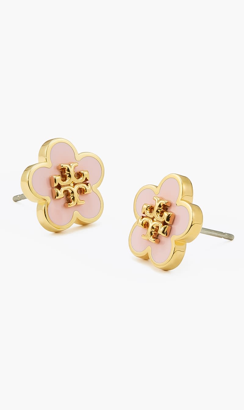 

Tory Burch Gold Kira Enamel Flower Stud Earring for Women | The Deal Outlet