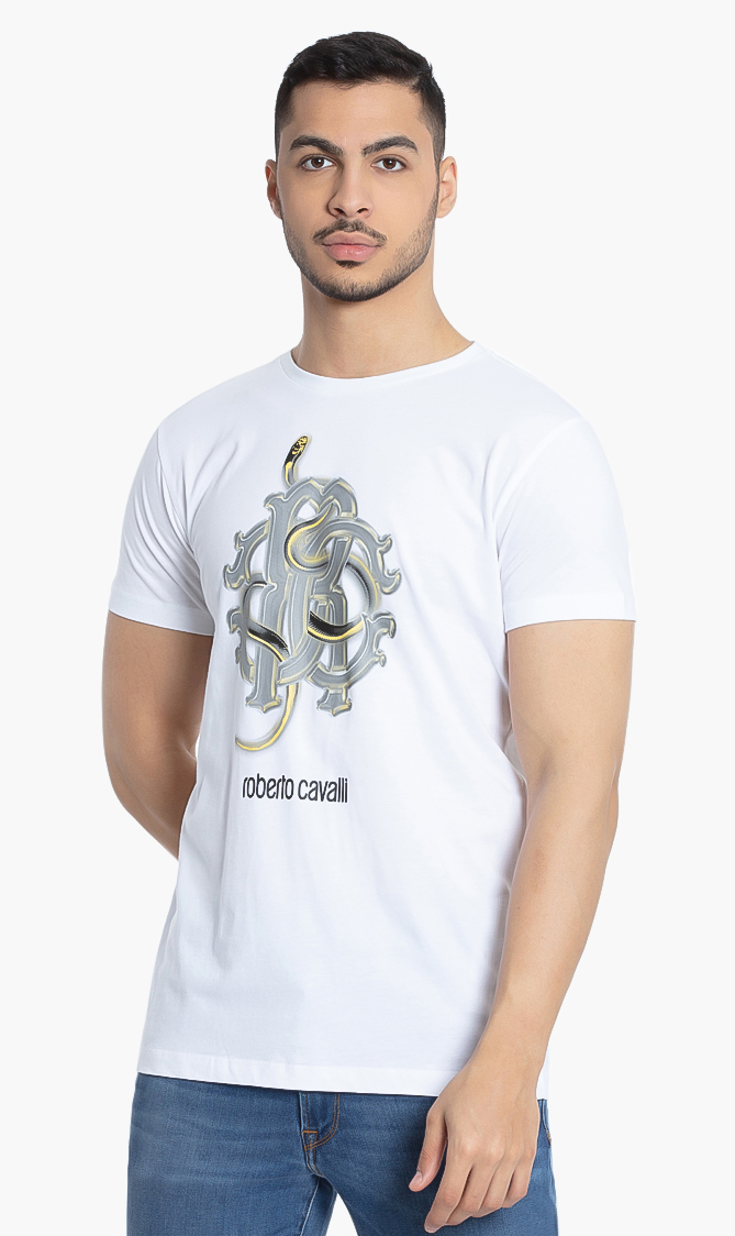 

Roberto Cavalli Snake Logo Print T-shirt