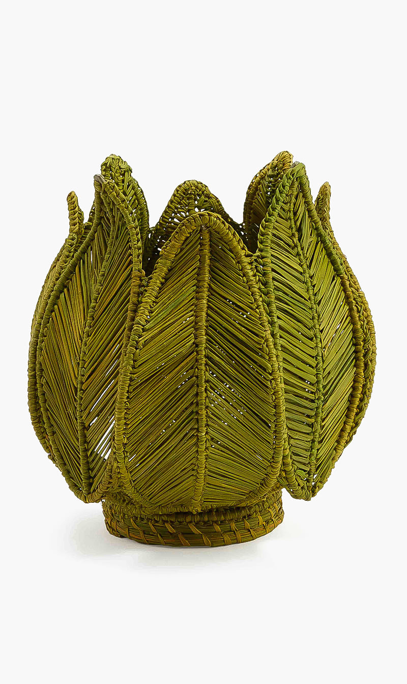 

Artesanias Del Atlantico Green Iraca Straw Candle Holder | The Deal Outlet