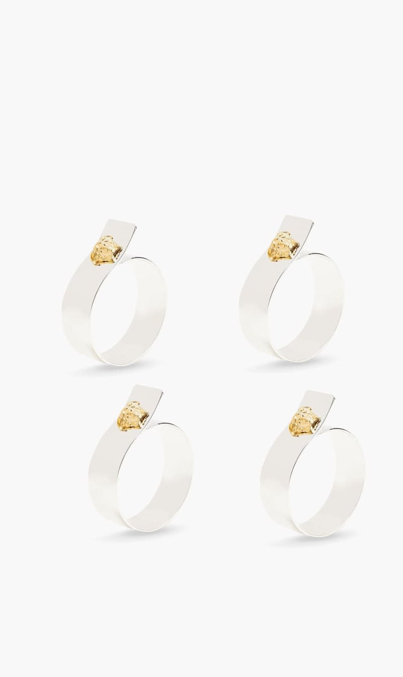 

Versace White Vsc Medusa Silver-gold Set 4 Napkin Rings | The Deal Outlet