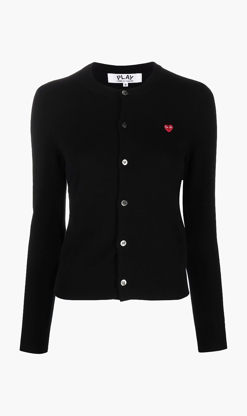 

Mini Heart Patch Knit Cardigan, Black
