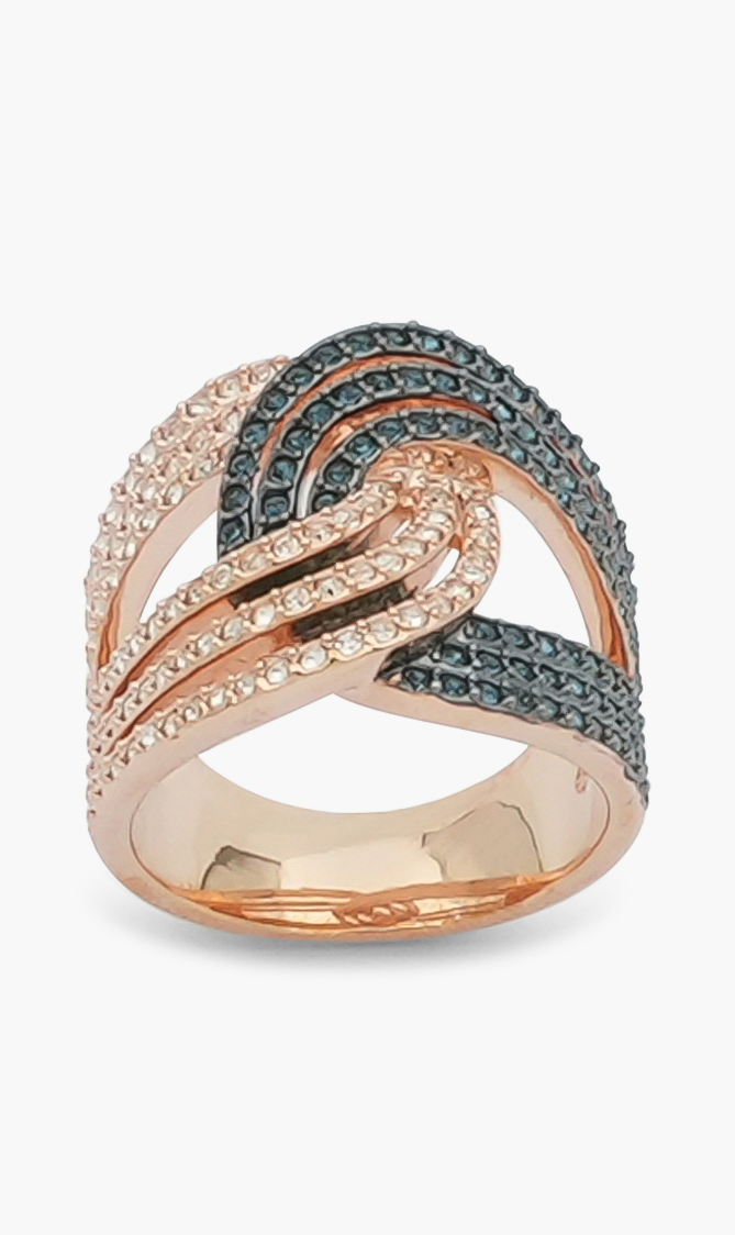 

Swarovski Lemon Knot Ring, Blue, Mixed Plating, 55mm
