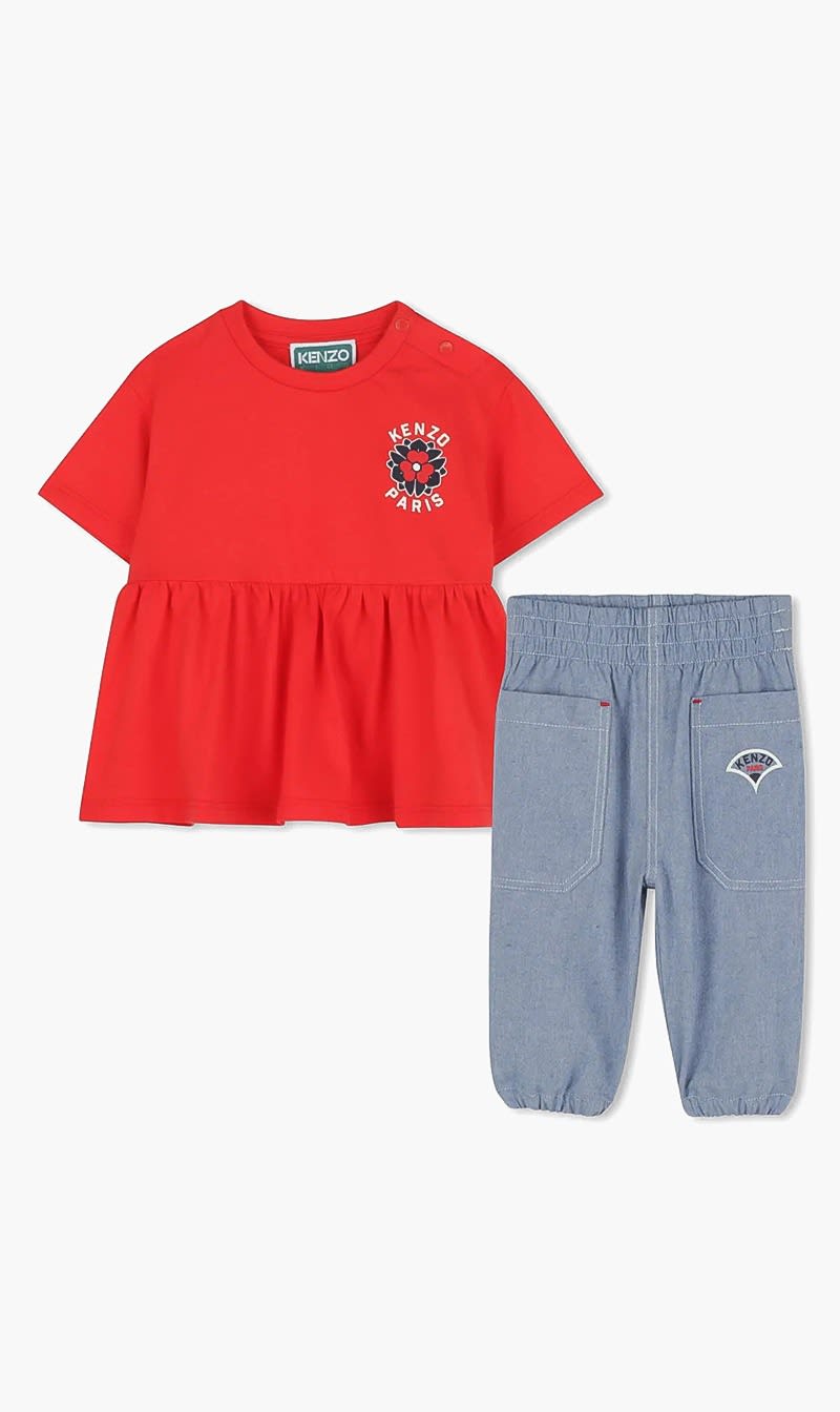 Kenzo Red Book Flower Trouser Set for Girls