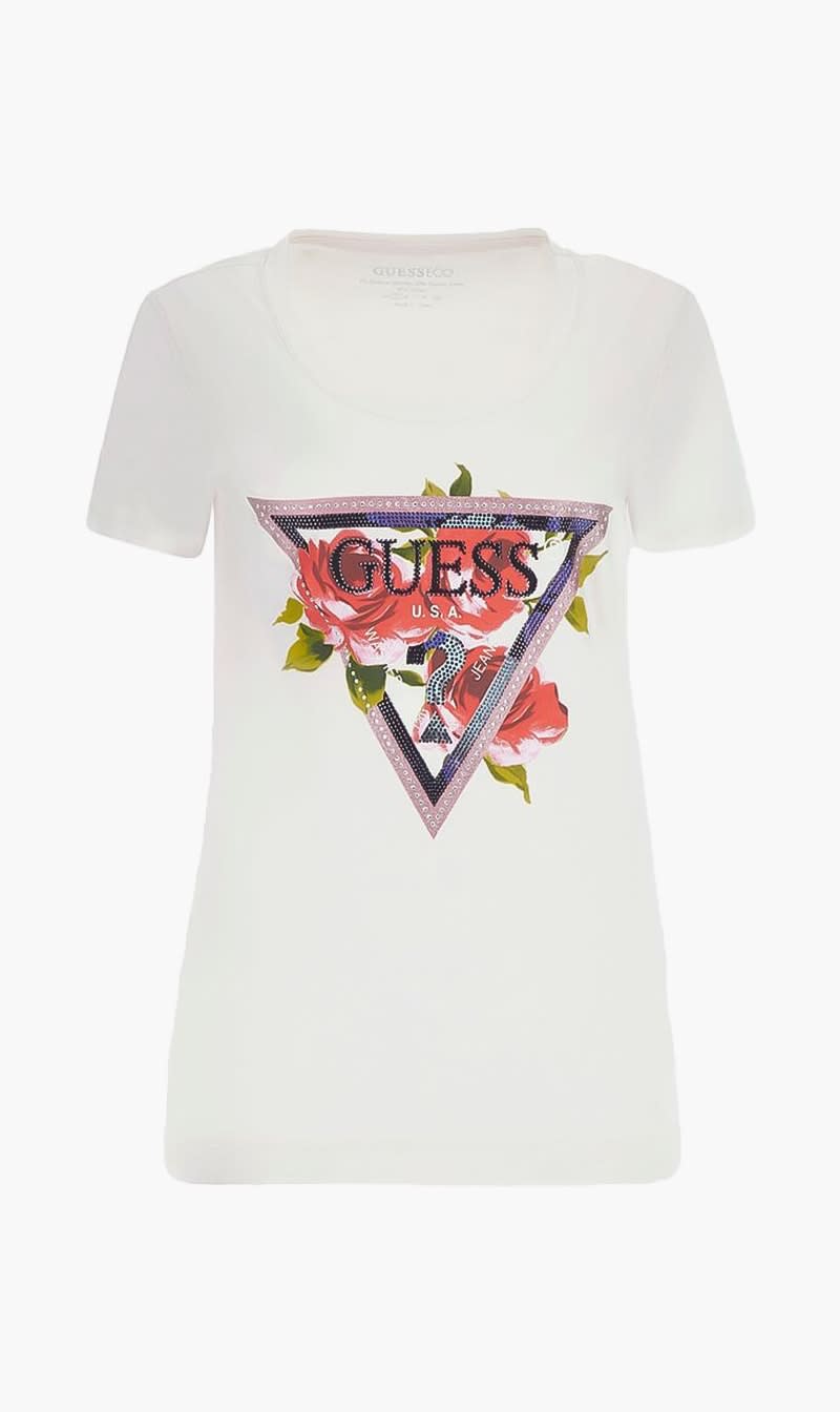 

Guess Pink Ss Cn Roses Triangle Tee for Women