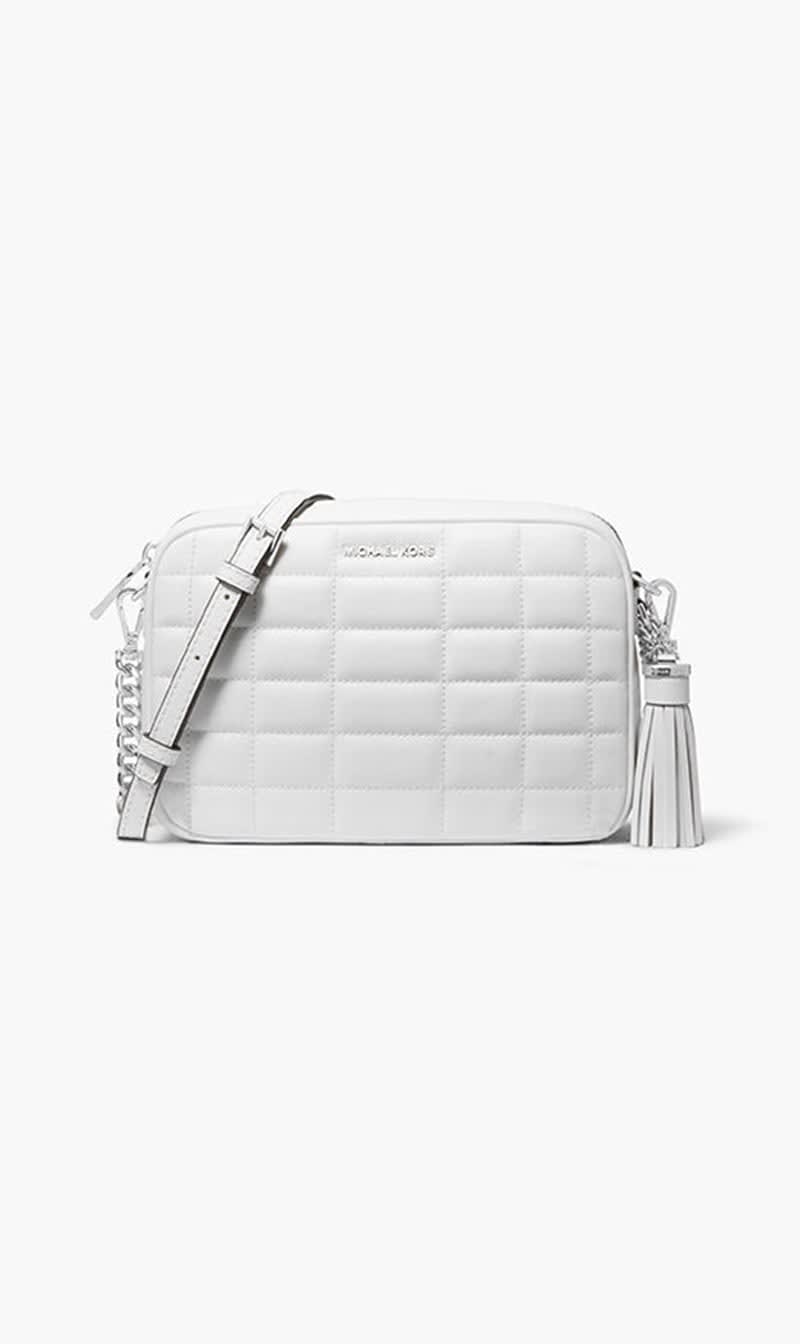 

Michael Kors White Jet Set Medium Quilted Leather Crossbody Bag for Women | The Deal Outlet