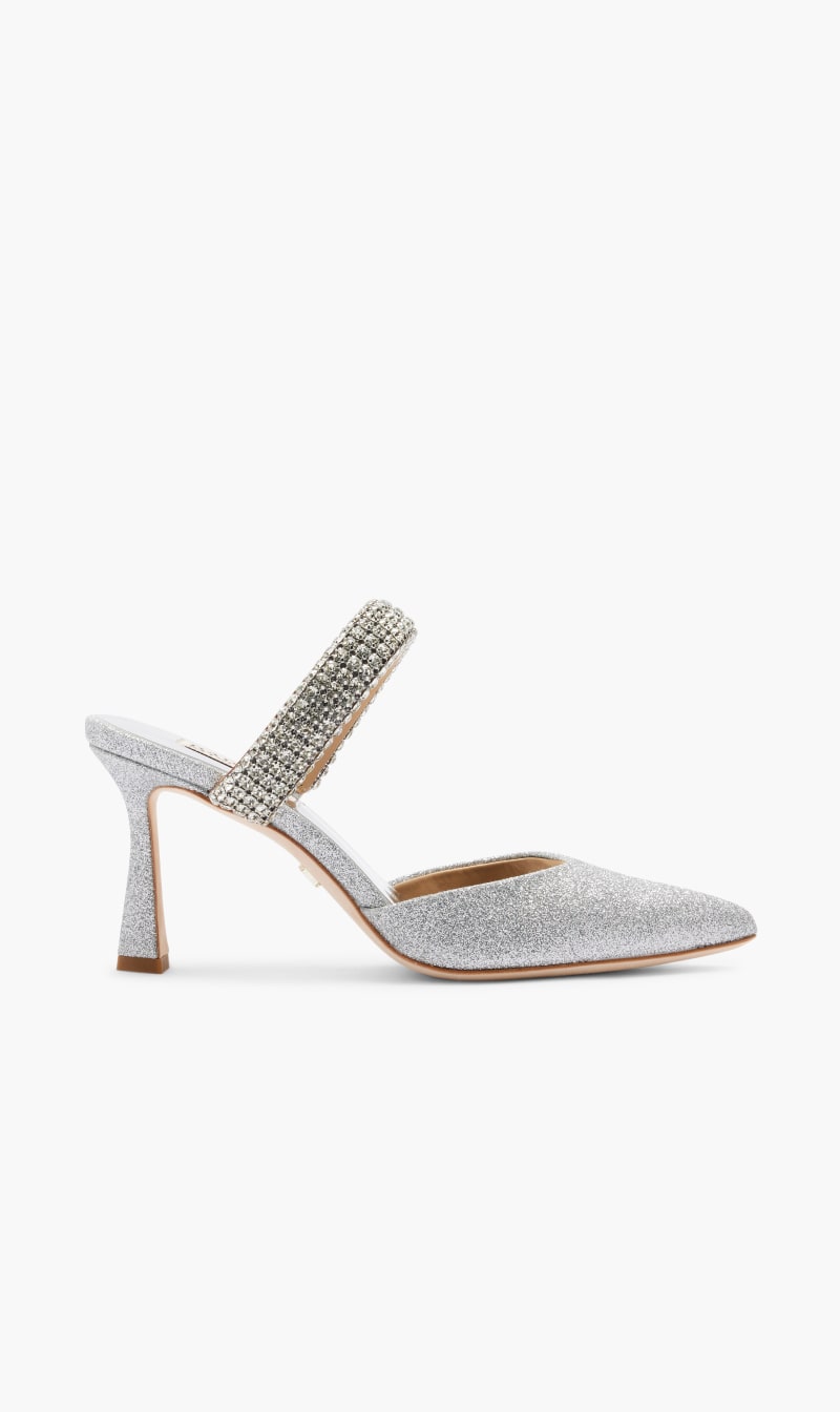 

Badgley Mischka Silver Sadiya-evening Mule for Women | The Deal Outlet