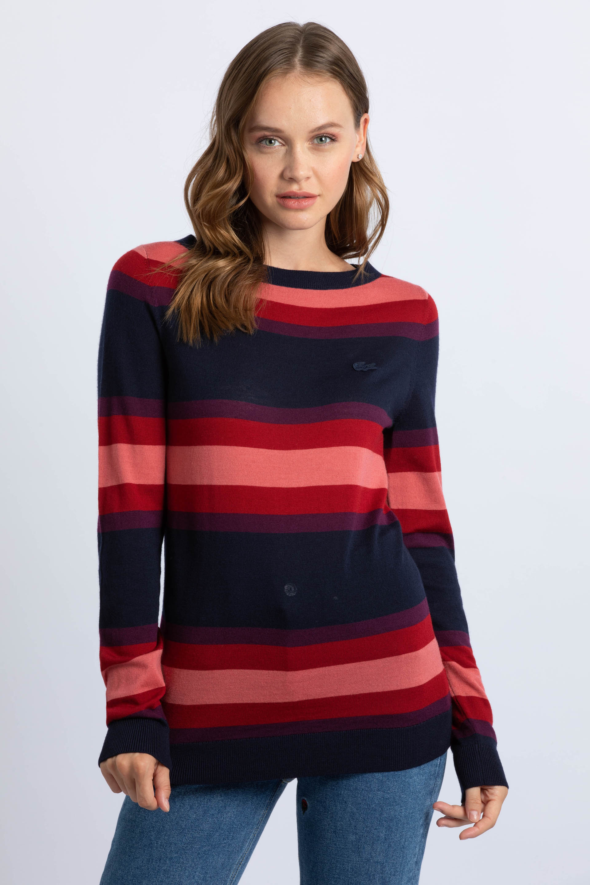 

LACOSTE Boat Neck Striped Sweater