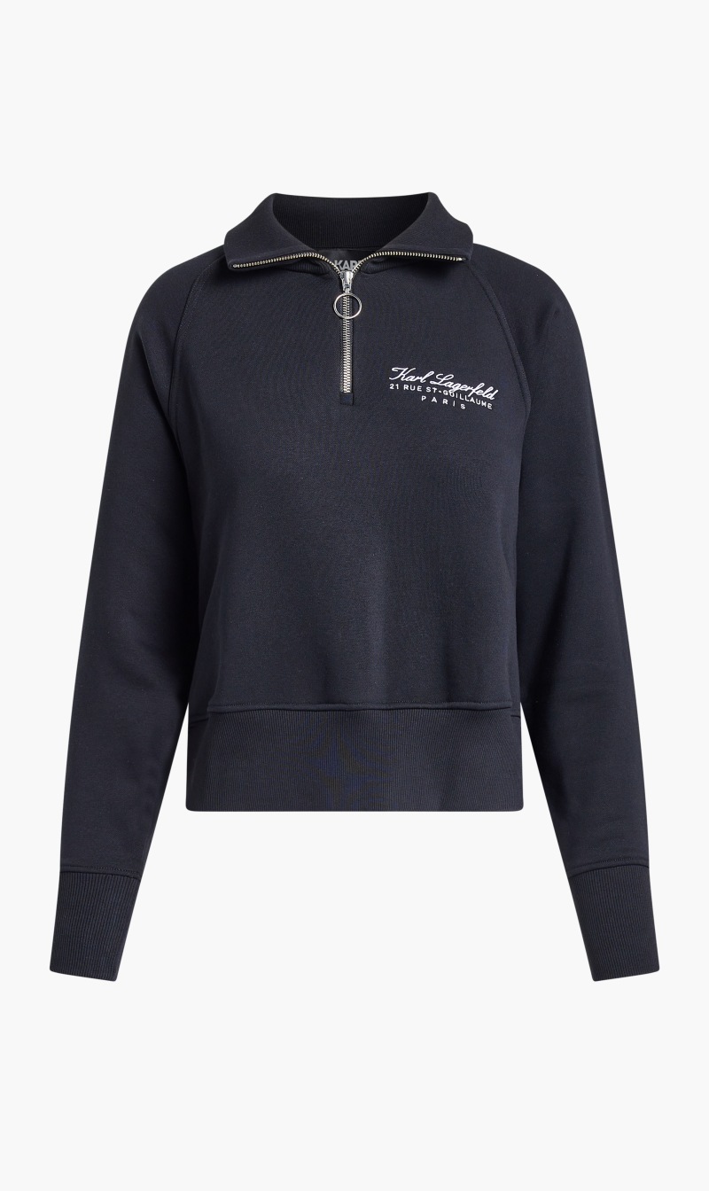 

Karl Lagerfeld Black Karl Signature Half Zip for Women | The Deal Outlet