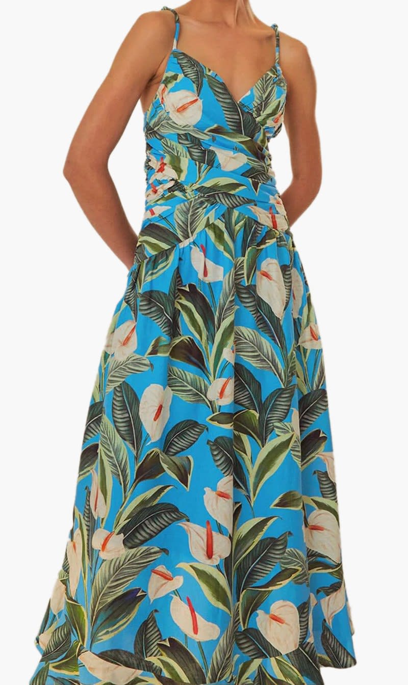 

Farm Rio Blue Anthurium Garden Maxi Dress for Women | The Deal Outlet