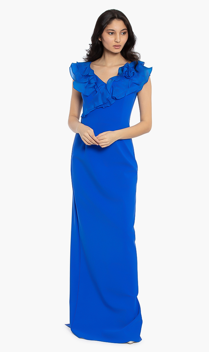 

Teri Jon Off-shouldered Ruffles Gown