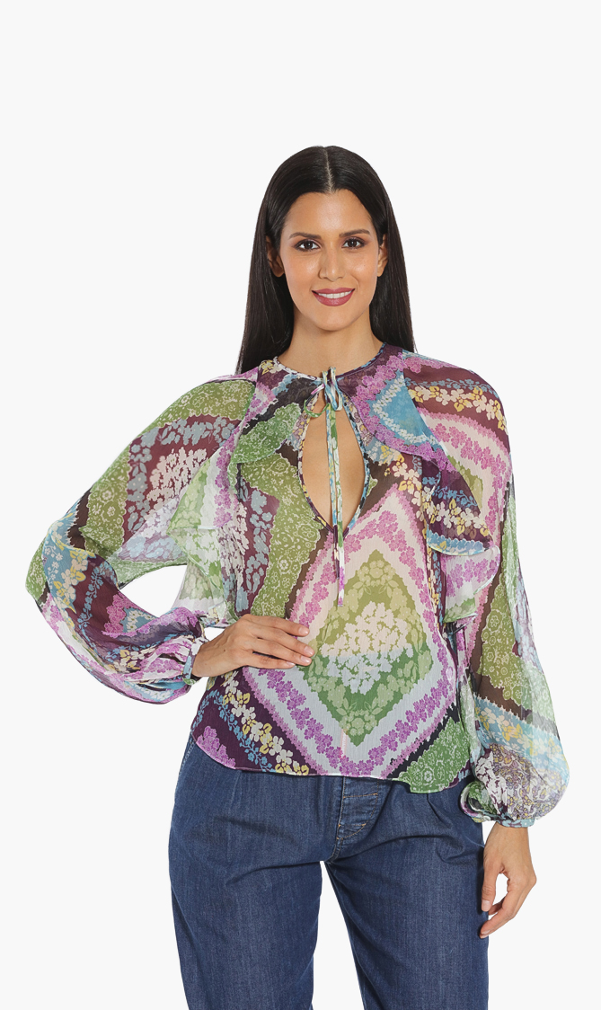 

Dsquared2 Floral Silk Ruffled Blouse
