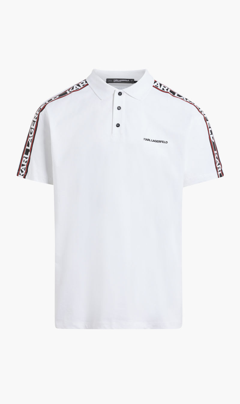 

Karl Lagerfeld White Elongated Logo Polo for Men | The Deal Outlet