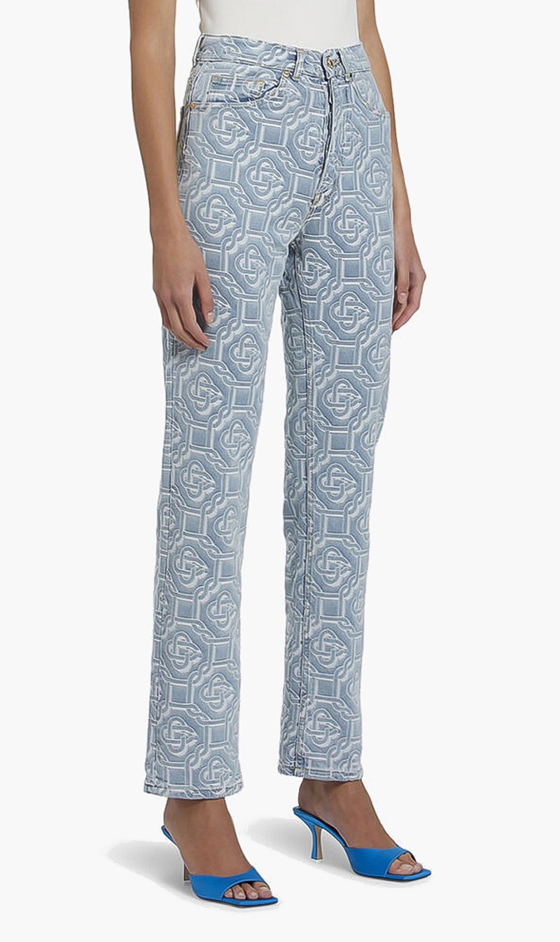 

Logo Print Denim Jeans, Blue