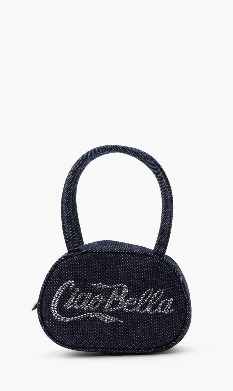 

Amina Muaddi Blue Superamini Bella Denim Dark Blue & White Crystals for Women | The Deal Outlet