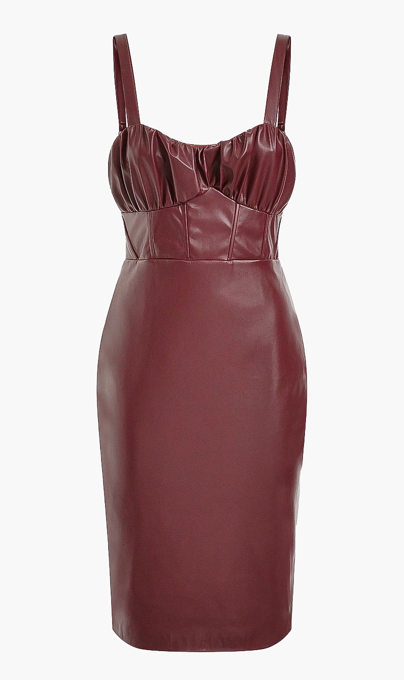 

Guess Red Reid Faux Leather Dress for Women | The Deal Outlet