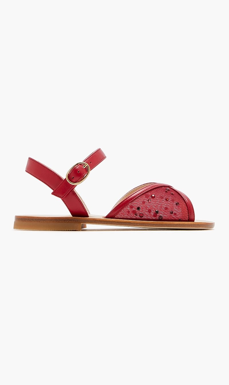 Red Andrea Wazen Black Katy Mini Glitz Sandals for Girls