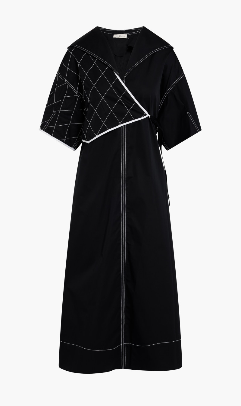 

Tory Burch Black Diamond Topstitch Sailor Dress for Women | The Deal Outlet