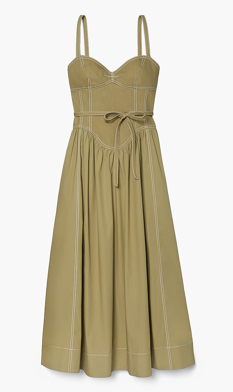 

Tory Burch Green Cotton Twill Dress for Women | The Deal Outlet