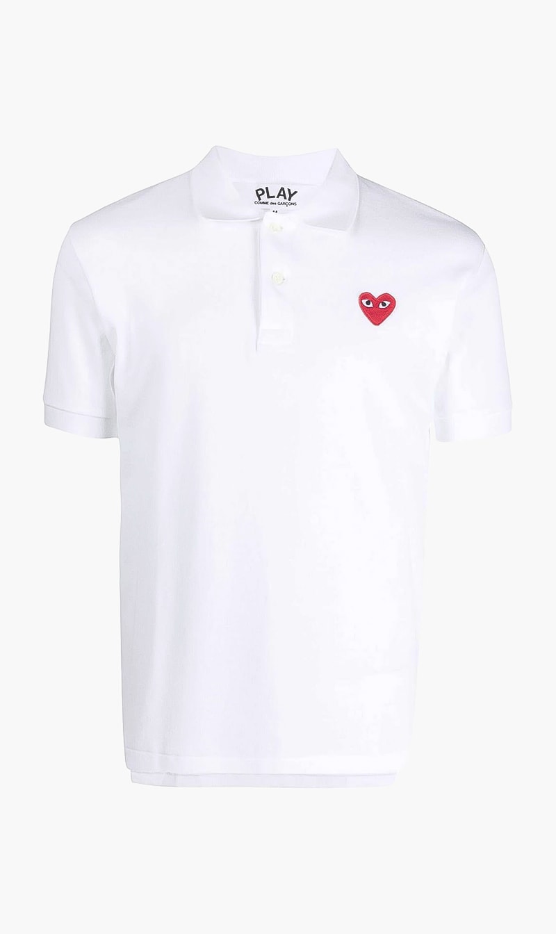 

Logo Appliqué Cotton Polo, White