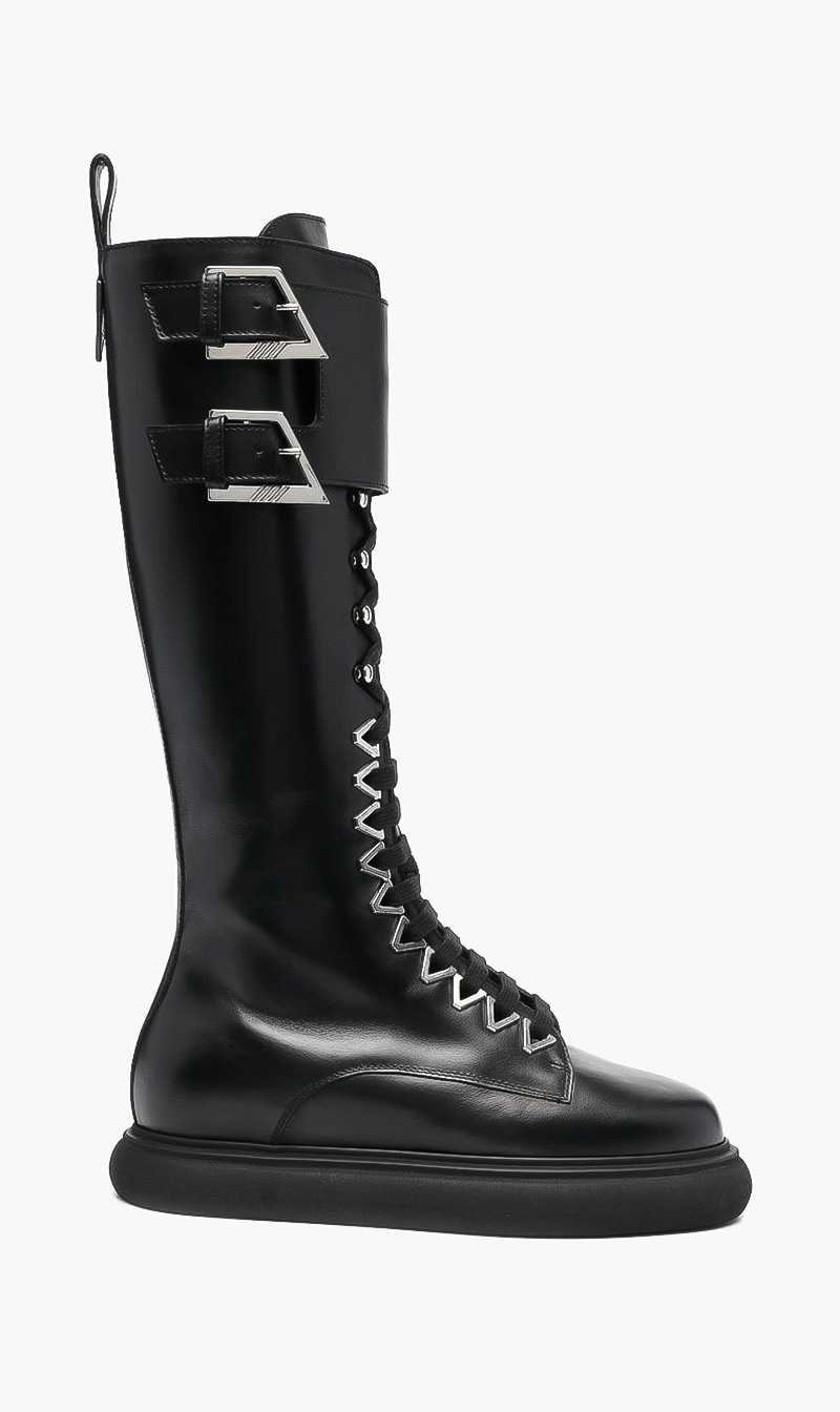 

Attico Black Selene Flat Boots for Women | The Deal Outlet