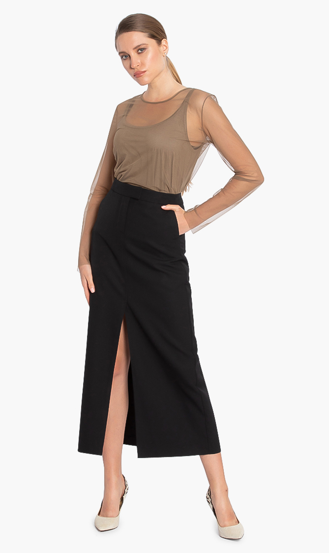 

Karl Lagerfeld Karl X Carine Long Wool Skirt
