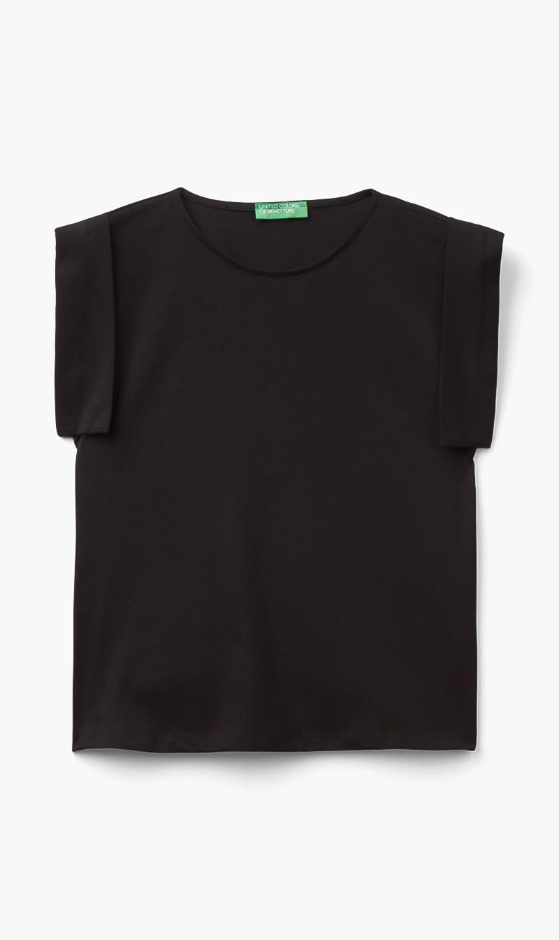 Black United Colors Of Benetton Blue Angel Sleeve T-shirt for Women