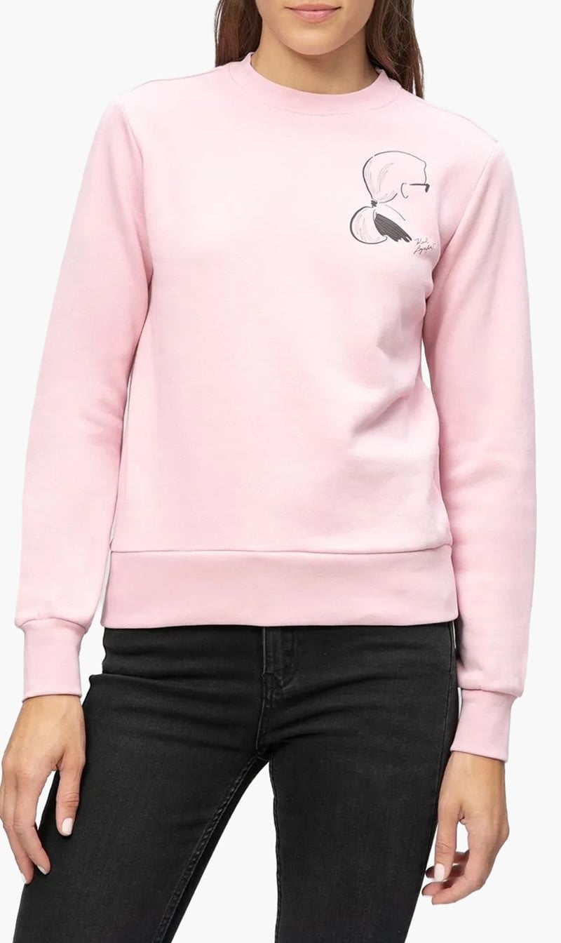 Karl Lagerfeld Pink Sketch Cameo Print Sweatshirt for Women