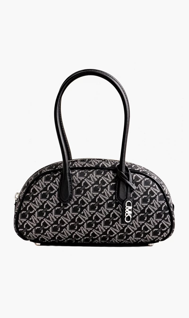 

Michael Kors Black Lulu Sm Handle Satchel Metalic Logo for Women | The Deal Outlet