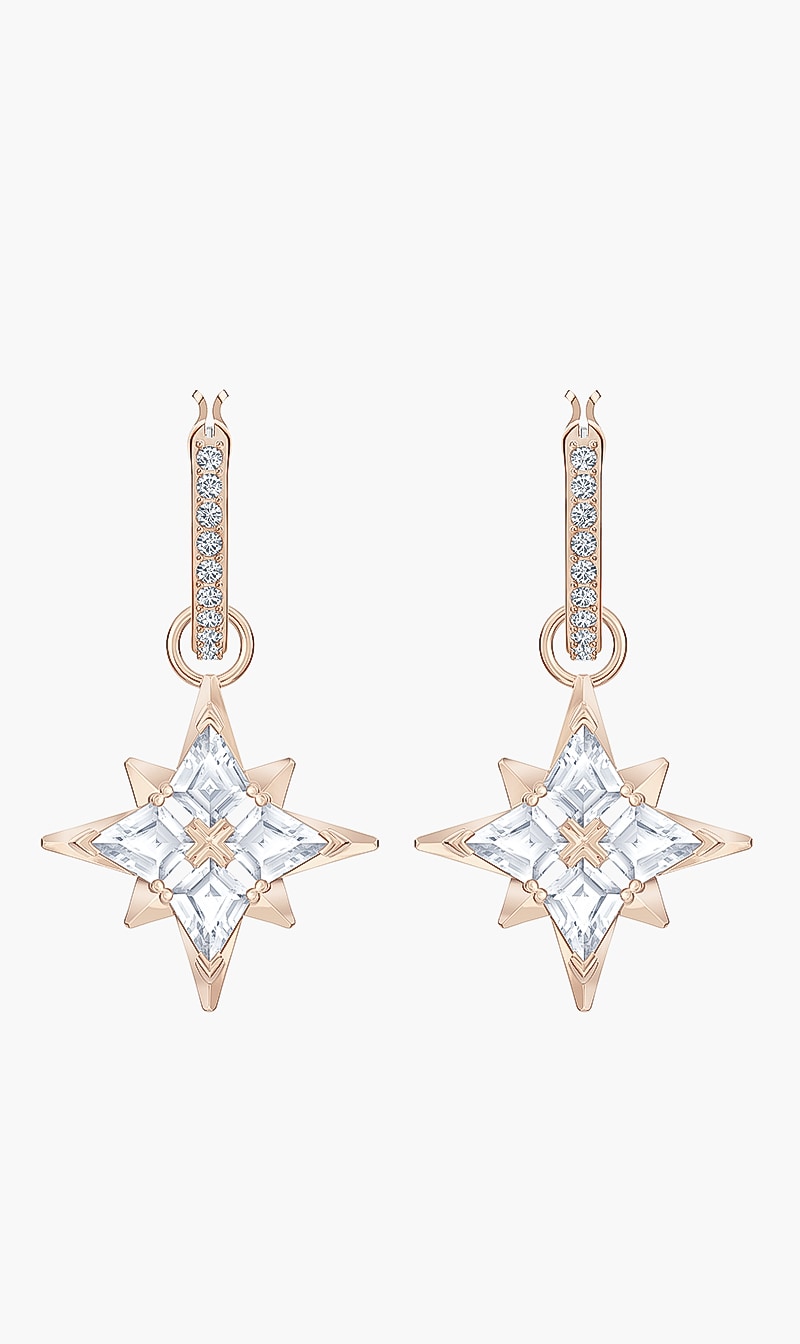 

Swarovski Symbolic Star Hoop Pierced Earrings, White, Rose-gold Tone Plated