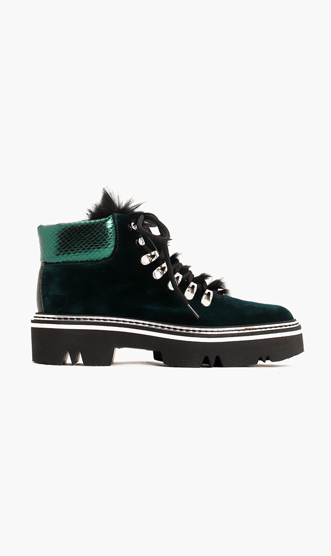 

Pollini Velvet Lace-up Boots