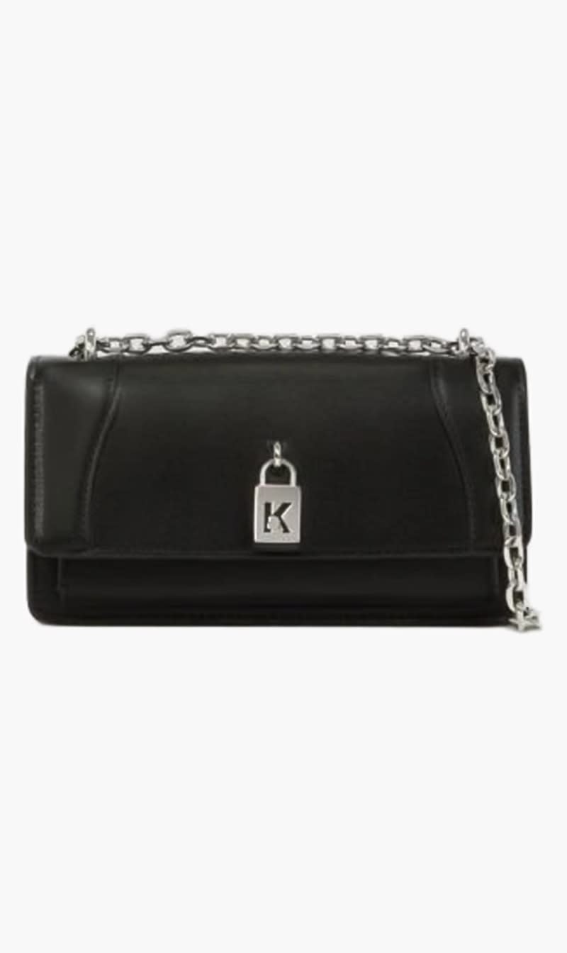 

Karl Lagerfeld Black K Locked Wallet On Chain for Women | The Deal Outlet